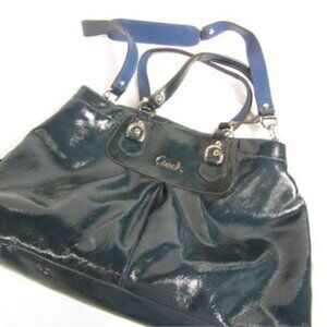 Coach Blue Ashely Crinkle Patent Leather Bag F15516